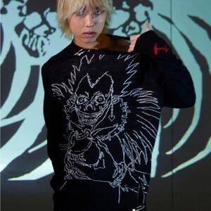 Death note Hot topic Ryuk Safety pin knit pullover crewneck sweater